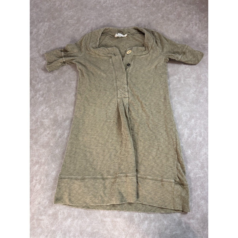 The Territory Ahead Womens Short Sleeves Pullover Brown Henley Tunic Small